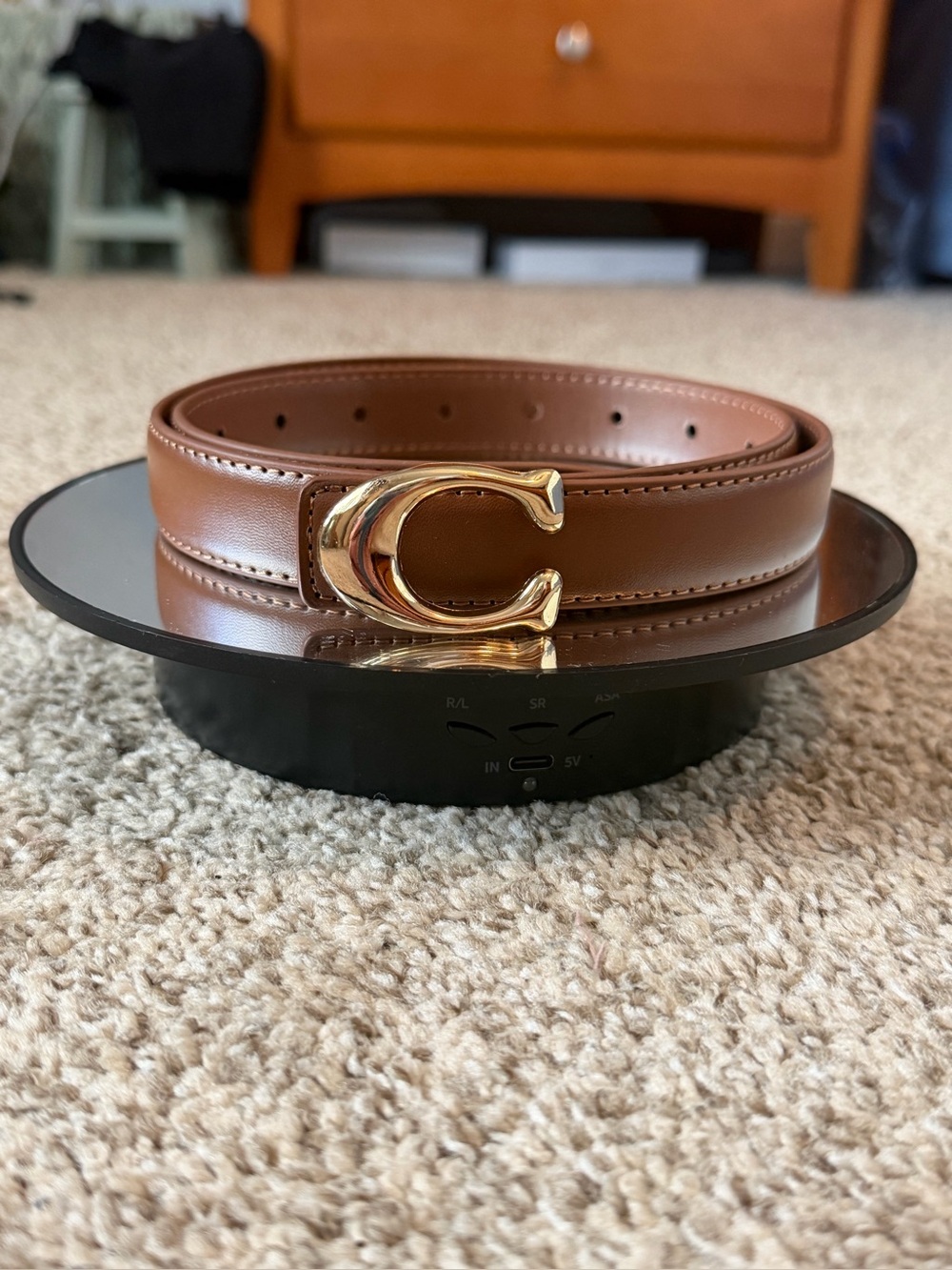 Brown Belt with Gold 'C' Buckle Accent. Very durable & well made. Size- 97cm - Picture 8 of 10
